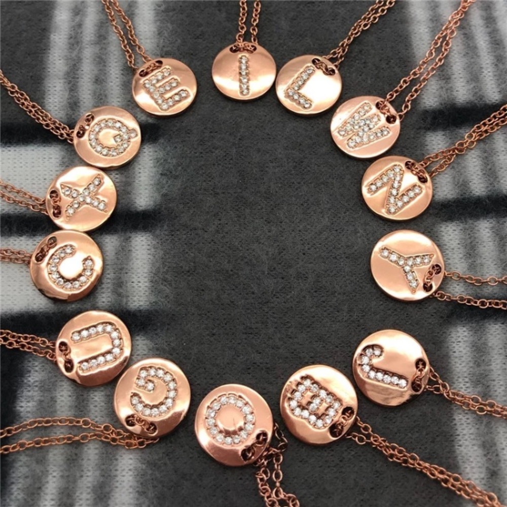 Rose Gold Initial Letter Necklace